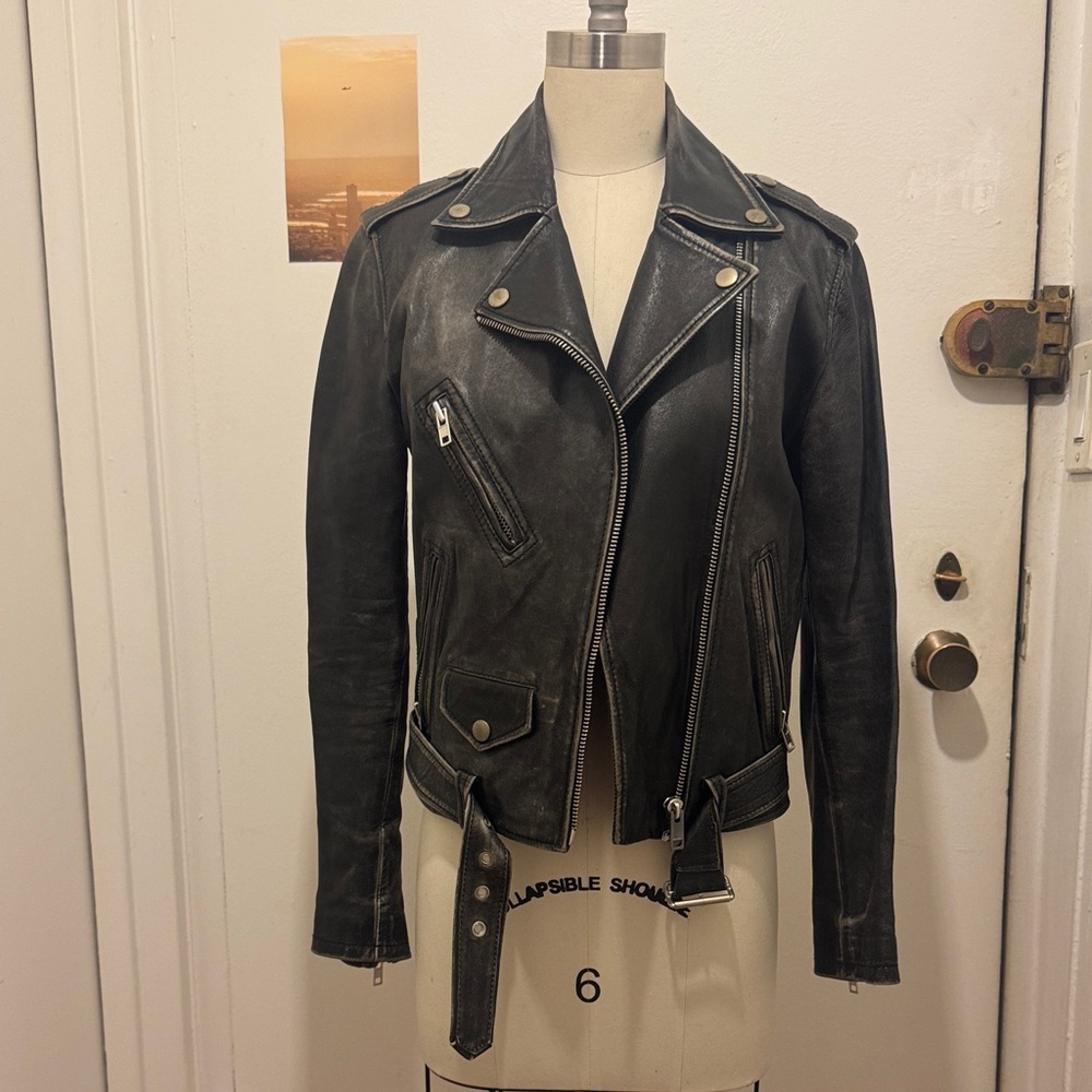 Diesel Black Leather Asymmetric Biker Jacket